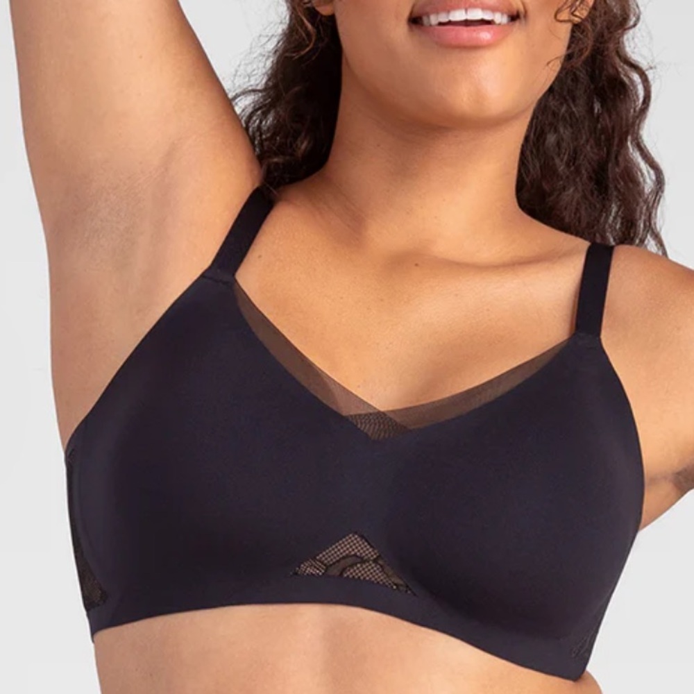 Honeylove Black Lace Wireless Padded Crossover Bra Women's Size XL